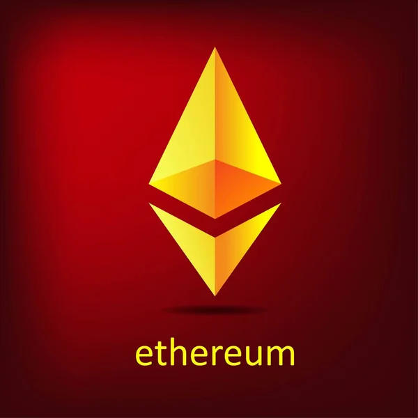 Volumetric Stylized Ethereum Logo Gold Color Modern Style Can Used — ストックベクタ