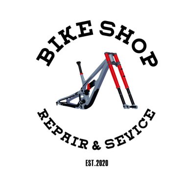 Bisikletli dükkanın logosu. Bisiklet iskeleti logosu. Bisiklet endüstrisi. Spor havası.