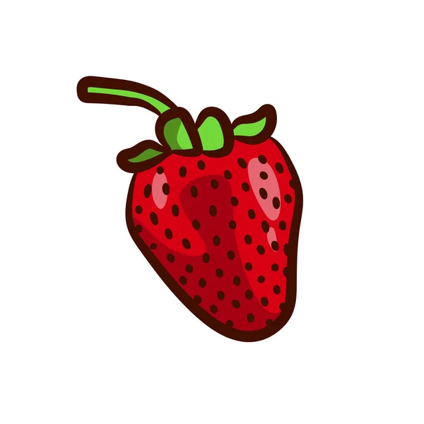 草莓标志或图标 甜红莓 在白色的背景下 有一个地方可以作题词 — 图库矢量图片