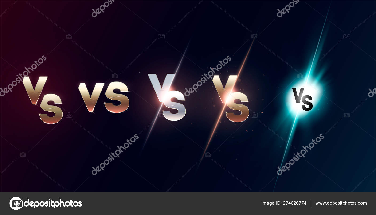 Icon neon versus logo vs letters for sports and fight competition. Battle  and match, game concept competitive. Vector illustration, Stock vector