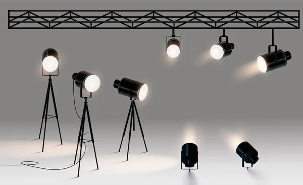 Точкові світильники реалістичний прозорий фон для шоу конкурсу або інтерв'ю Векторні ілюстрації — стоковий вектор