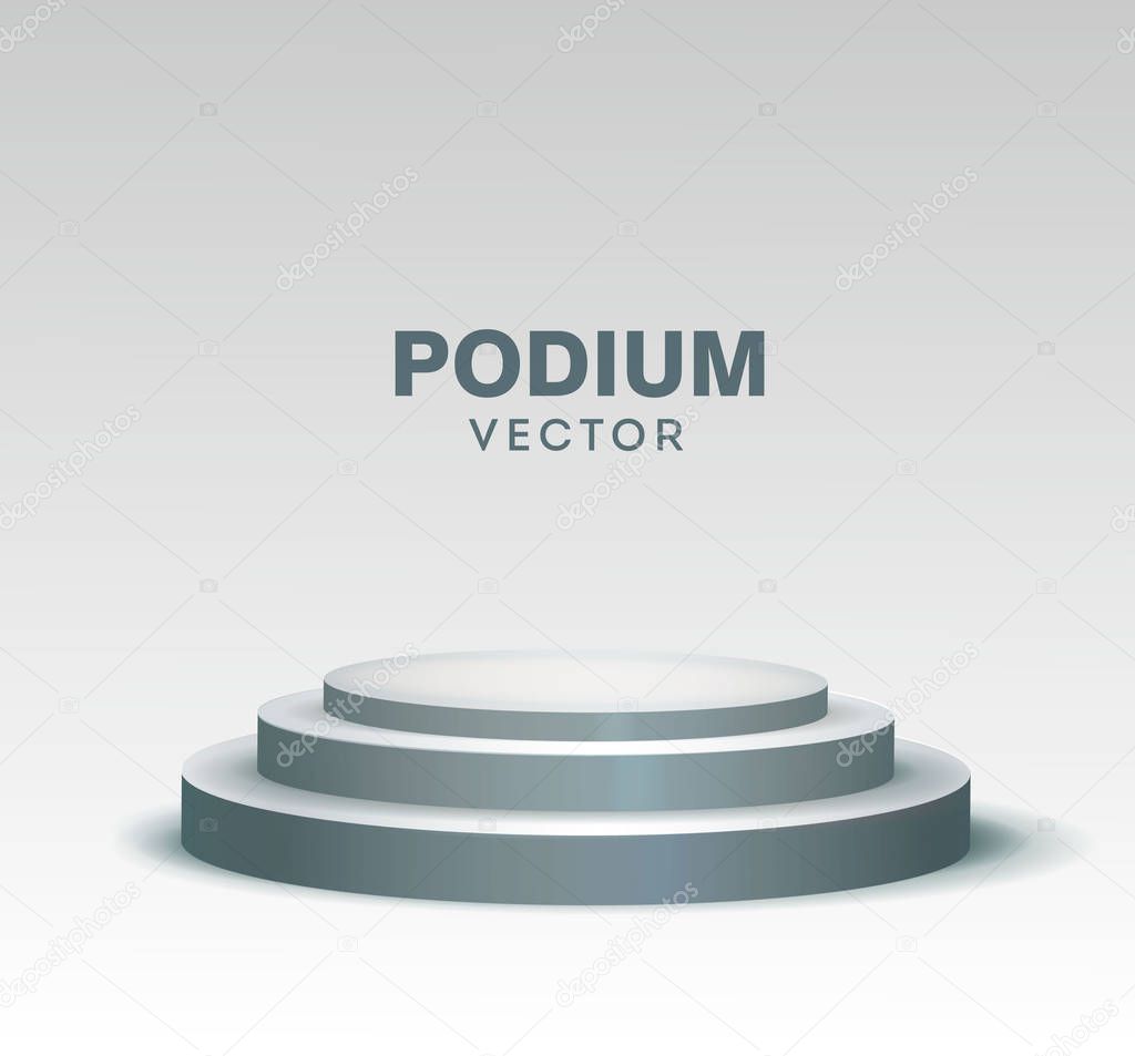 Round stage podium isolated on white background. Vector illustration.