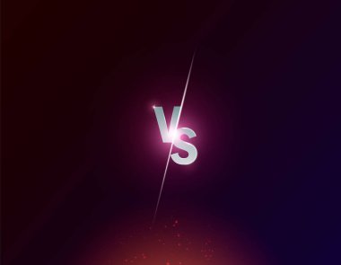 Mavi Neon karşı logo vs spor ve dövüş yarışması için harfler. Savaş vs maç, oyun kavramı rekabetçi vs çizim