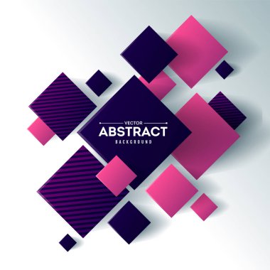 3b küpler ve kareler vektör illüstrasyon ile soyut arka plan