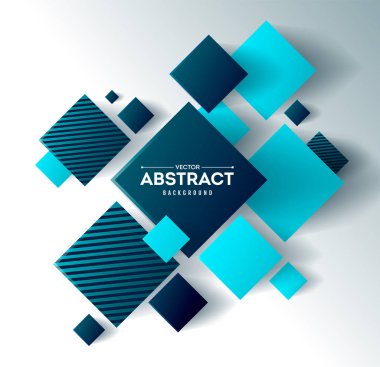 3b küpler ve kareler vektör illüstrasyon ile soyut arka plan