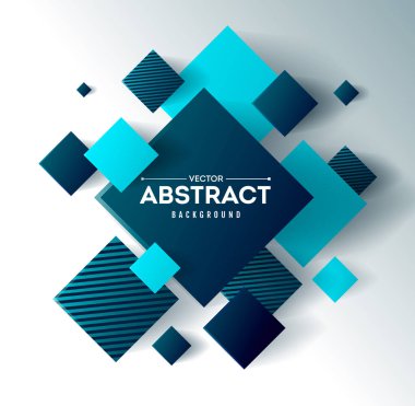 3b küpler ve kareler vektör illüstrasyon ile soyut arka plan