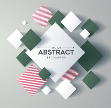 3b küpler ve kareler vektör illüstrasyon ile soyut arka plan