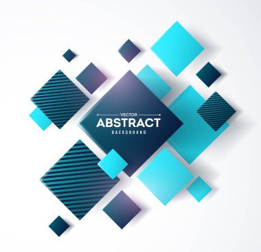 3b küpler ve kareler vektör illüstrasyon ile soyut arka plan