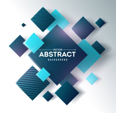 3b küpler ve kareler vektör illüstrasyon ile soyut arka plan