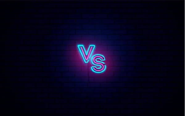 Versus csata, képernyő neon vs logo vektor illusztráció. Kék és rózsaszín színekben. Battle banner mérkőzés, vs betűk a verseny konfrontáció — Stock Vector
