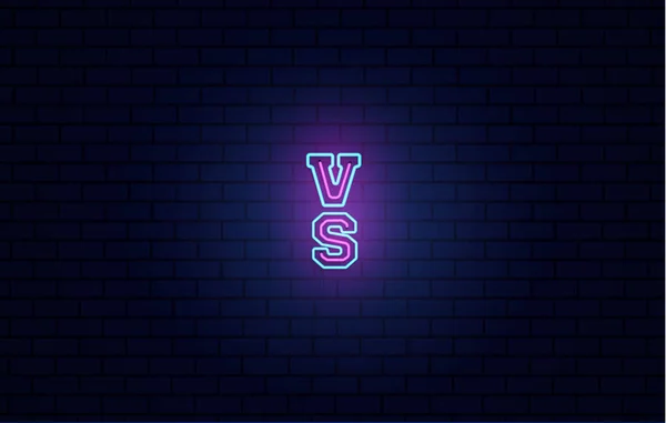 Vetor de sinal de néon contra. Versus logotipo, símbolo no estilo de néon 3d realista. Design banner modelo de luz, publicidade noturna. Cores azul e rosa. Batalha vs jogo, conceito de jogo competitivo vs —  Vetores de Stock