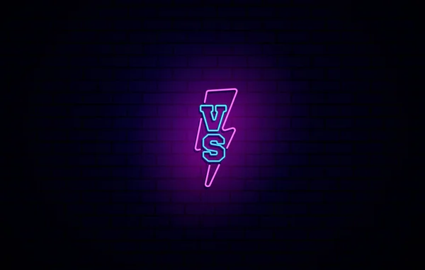 Versus design em estilo de néon realista. 3d Neon letras com flashf. folhas futuristas do neon VS. Cores azul e rosa. Competição vs jogo, batalha marcial vs esporte. Ilustração vetorial —  Vetores de Stock