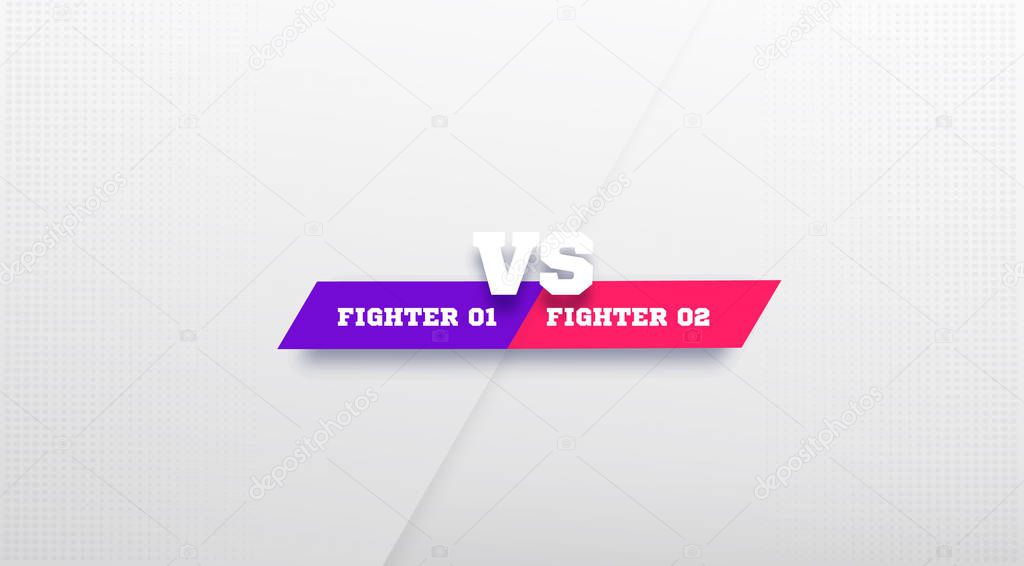 VS Logo. Versus Board of rivals, with space for text. vector illustration. Grey vs banner. football, basketball, soccer screen. vector illustration. yellow. in dark background