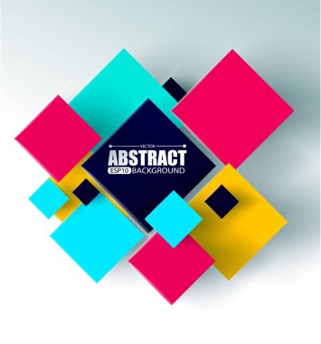 3b küpler ve kareler vektör illüstrasyon ile soyut arka plan