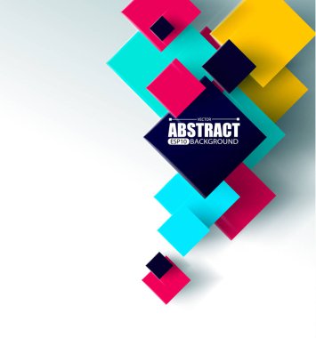 3b küpler ve kareler vektör illüstrasyon ile soyut arka plan