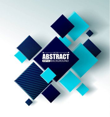 3b küpler ve kareler vektör illüstrasyon ile soyut arka plan