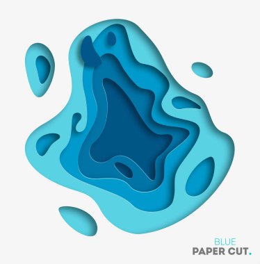 kağıt ile 3D soyut mavi dalga arka plan şekilleri kesim. Vektör tasarım düzen iş sunumları, el ilanları, afişler. Eps10.