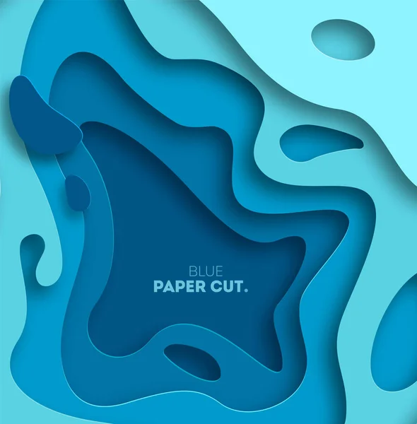 3D pozadí abstraktní modré vlny s papírem výpalky. Vektorový design rozvržení pro firemní prezentace, letáky, plakáty. Eps10. — Stockový vektor