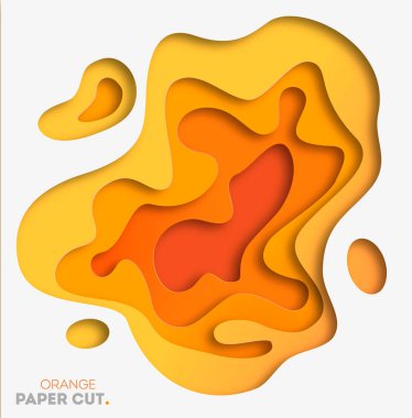 Kağıt kesiği şekilli sarı arkaplan. Vektör çizimi. 3B soyut oyma sanatı.