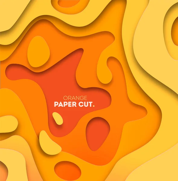 Fond jaune avec des formes coupées en papier. Illustration vectorielle. Art de la sculpture abstraite 3D. — Image vectorielle
