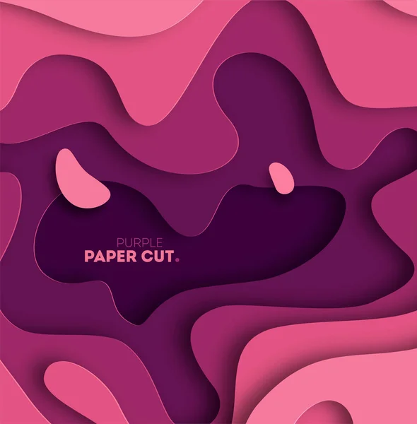 Fundo abstrato 3D com formas de corte de papel. Layout de design vetorial para apresentações de negócios, folhetos, cartazes e convites. ilustração roxa —  Vetores de Stock