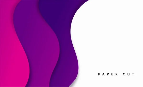 Banner de formas de onda de corte de papel púrpura de moda. Diseño de curvas en capas de origami para presentaciones de negocios, volantes, carteles. Gorizontal 3D tallado abstracto mapa. Texto. Marco rectángulo. eps 10 — Vector de stock