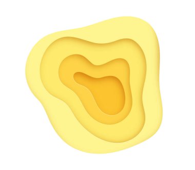 Kağıt kesiği şekilli sarı arkaplan. Vektör çizimi. 3B soyut oyma sanatı.