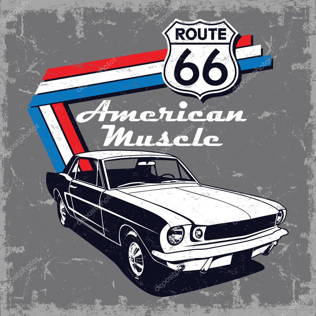 American Muscle Car vector graphic design