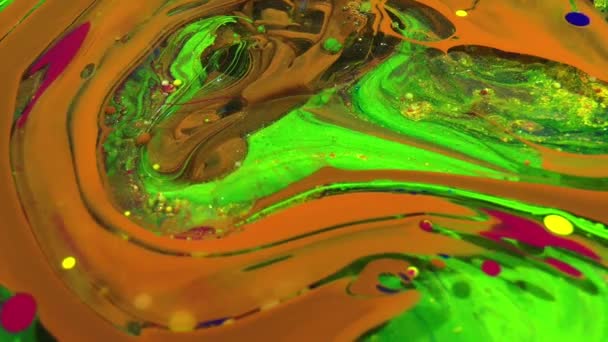 1920X1080 Fps Very Nice Abstract Colorful Oil Paint Chemical Reaction — Stock Video