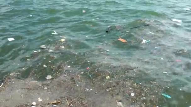 Déchets Ordures Flottant Surface Eau Pollution Eau Avec Des Ordures — Video