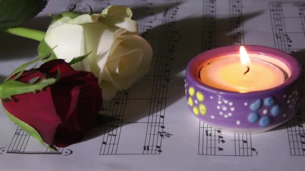 1920X1080 Full Very Nice Candle Light Burning Rose View Video — Stock Video
