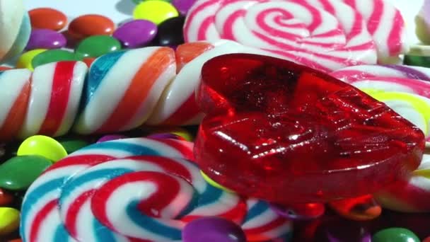 1920X1080 Fps Very Nice Close Colorful Candy Mix Turning Video — Stock Video