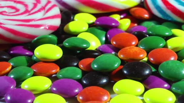 1920X1080 Fps Very Nice Close Colorful Candy Mix Turning Video — Stock Video