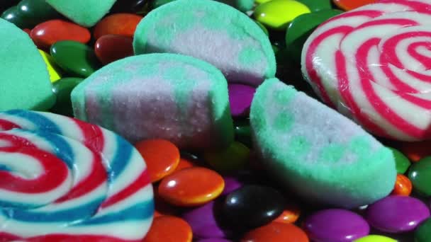 1920X1080 Fps Very Nice Close Colorful Candy Mix Turning Video — Stock Video