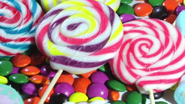 1920X1080 Fps Very Nice Close Colorful Candy Mix Turning Video — Stock Video