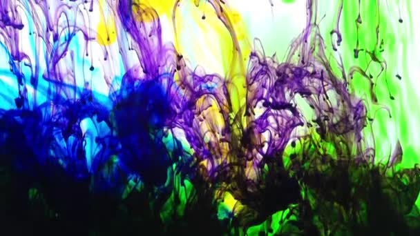 1920X1080 Fps Very Nice Abstract Excellent Colorful Paint Spreads Water — Stock Video