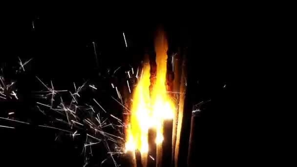 Nagyon Szép Bengáli Tűz Égő Szikrák Felvétel — Stock videók