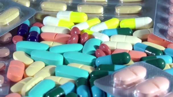 Comprimidos Médicos Comprimidos Com Drogas — Vídeo de Stock