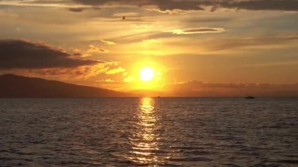 Mycket Trevlig Mjukt Moln Och Havet Solnedgång Seascape Video — Stockvideo