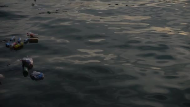 Déchets Ordures Flottant Surface Eau Pollution Eau Avec Des Ordures — Video