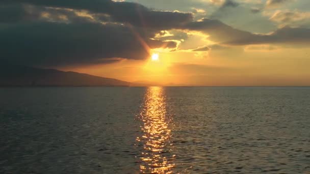 Zachód Słońca Sea Fala Zachód Słońca Słońca Promienie Widok — Wideo stockowe