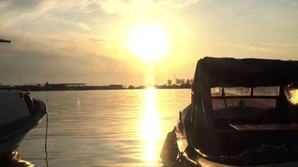 Pôr Sol Muito Agradável Marina Filmagem — Vídeo de Stock