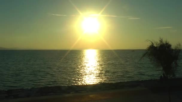 Mar Oceano Pôr Sol Sol Sol Céu Água Praia Paisagem — Vídeo de Stock