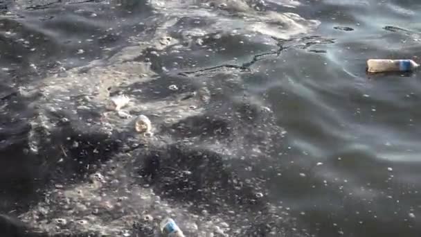 Trash Garbage Floating Surface Water Water Pollution Dirt Plastic Garbage — Stock Video