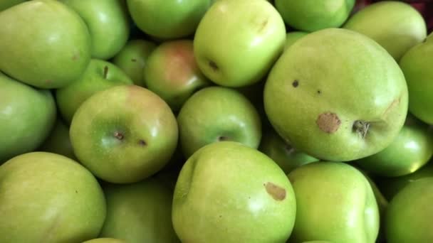 Zeer Mooie Close Groene Appels Beelden — Stockvideo