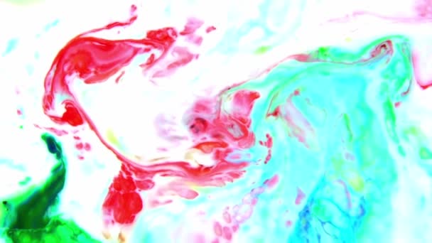 Жидкие Разноцветные Пайнты Смешиваются Замедленной Съемке Жидкие Цветные Рисунки Текстуры — стоковое видео