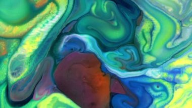 Sanatın Soyut Güzelliği Patlayan Fantezi Yayılımı. Renkli Kaos Mürekkebi Sıvı Türbülans Hareketinde Yayıldı 