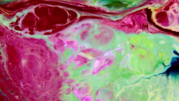 Абстрактная Красота Искусства Разноцветные Чернила Хаоса Распространяются Движении Жидкой Турбулентности — стоковое видео