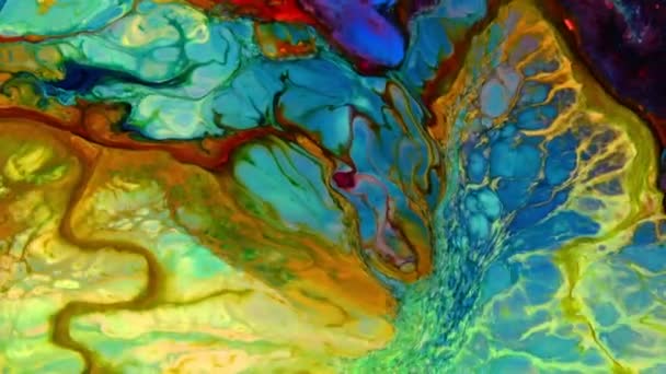 Propagation Encre Chaos Colorée Dans Mouvement Turbulence Liquide — Video