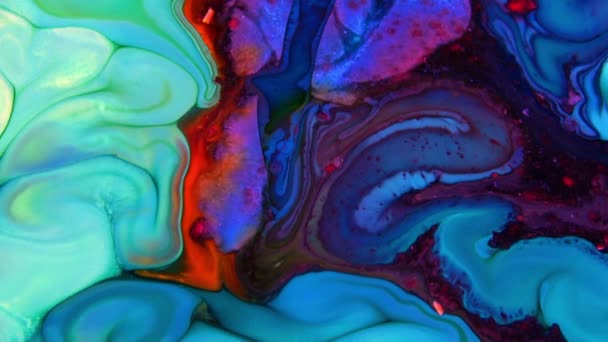 Propagation Encre Chaos Colorée Dans Mouvement Turbulence Liquide — Video